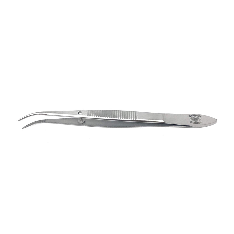 Scientific Labwares Stainless Steel General Purpose Lab Forceps with Curved Medium Point Tips, 4.75 in. Length