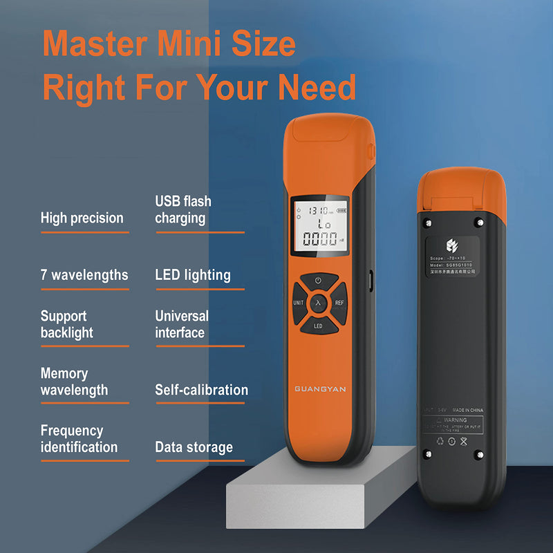 Optic Power Meter -70~+10 dBm Fiber Light Meter for Testing 7 Calibrated Wavelengths Rechargeable