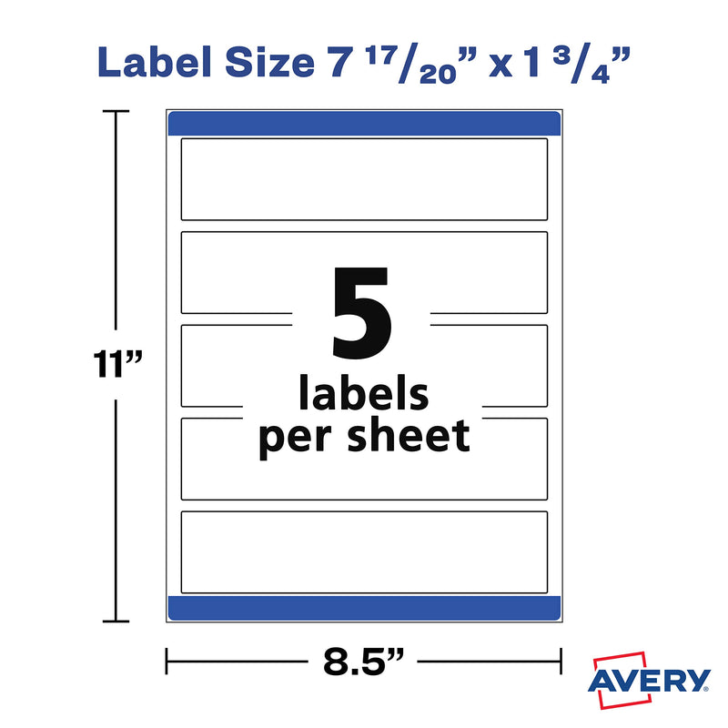 Avery Printable Wraparound Rectangle Labels, 7.85" x 1.75", Textured White, 50 Customizable Labels (22838)