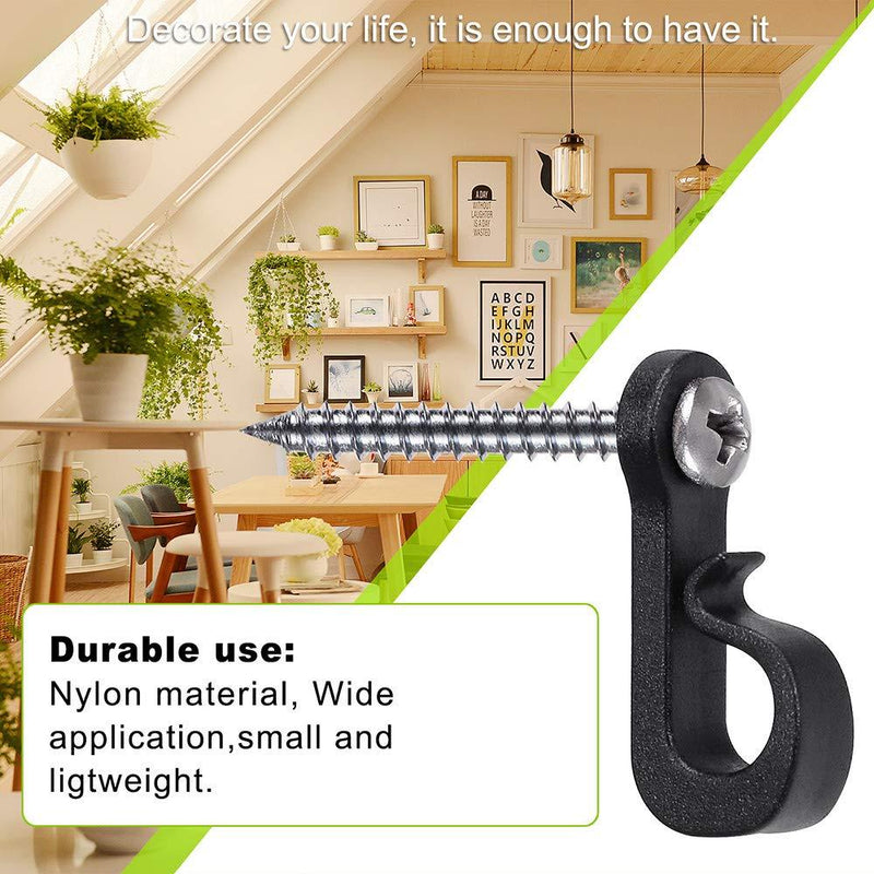SELEWARE Pack of 20 Q-Hanger, Home Christmas Lights Hanger Hooks with Phillips Screw for Garage New Year Party Outdoor Easy Release Wire and Fairy Led Lights, Widthwise Screw, Black