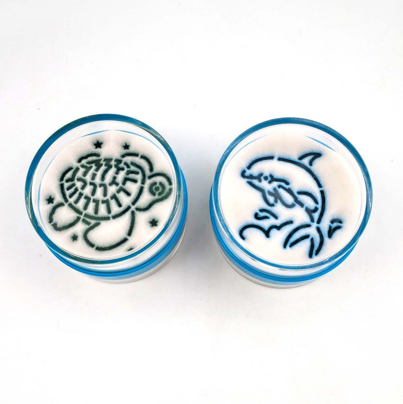 Canplow Sand Paperweight 2.5- inch Round, Flip Over to See Turtle & Dolphin Sand Pattern, Beach Sand Inside …