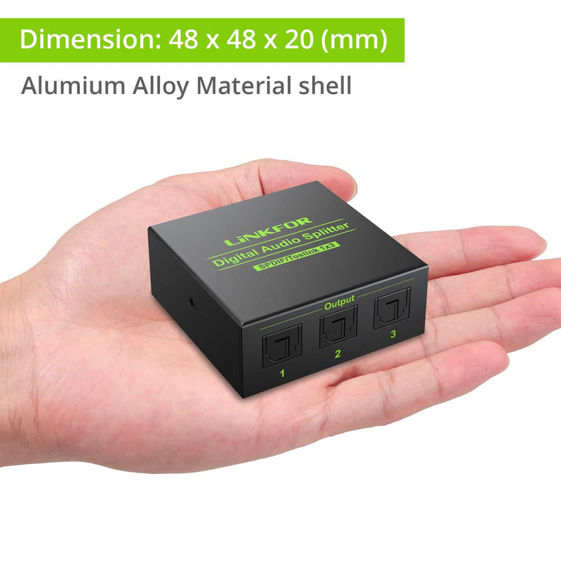 LiNKFOR Digital Optical Audio 1x3 Splitter Digital SPDIF Toslink Optical Fiber Audio Splitter 1 in 3 Out Aluminum Alloy with Optical Cable Support 5.1CH Dolby-AC3 DTS for PS3 Blue-Ray DVD HDTV Optical 1X3 Green