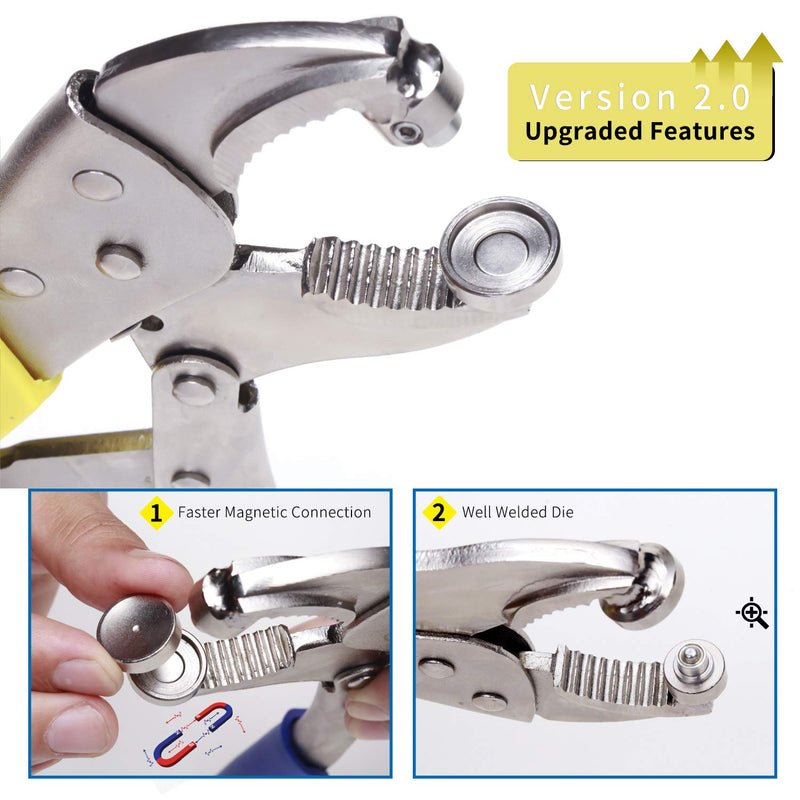 【Upgraded version】Snap Pliers Fastener Tool Kit Snap Installation Set Hand Tools for Fastening, Replacing Metal Snaps, Repairing Boat Covers, Canvas, Sewing, Tarps - YZS Blue