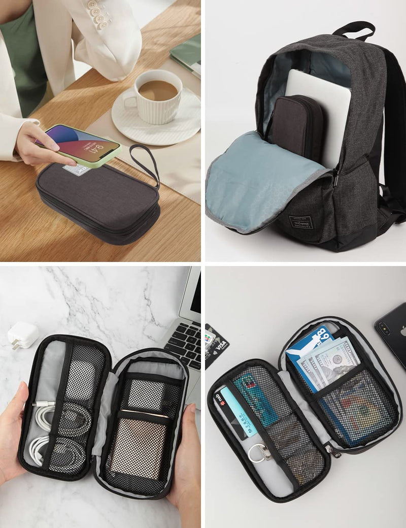 GOX Electronic Organizer Small Travel Cable Organizer Bag for Hard Drives,Cables,USB, SD Card,Black Black