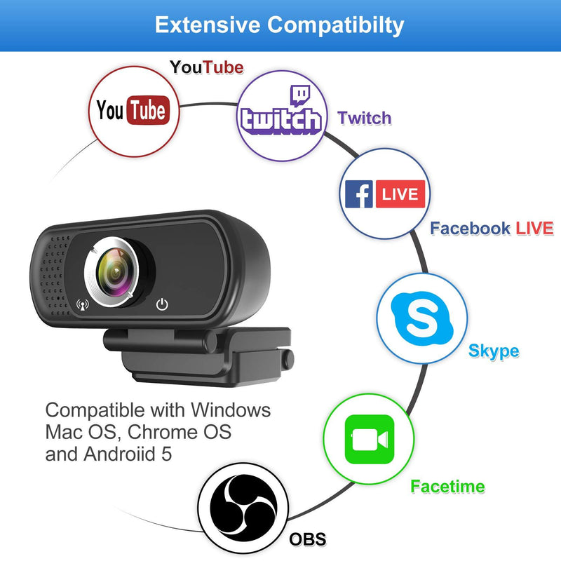 Webcam with Microphone,Hrayzan 1080P HD Webcam with Privacy Cover and Tripod,Streaming Computer Web Camera with 110 Degree Wide View Angle,USB PC Webcam for Video Calling Recording Conferencing