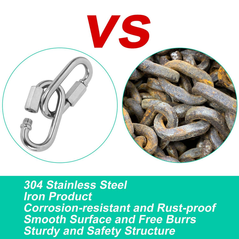 20Pack Quick Link, 3/16?Chain Link with 330lbs Loading, Stainless Steel Locking Carabiner Clip, Oval Keychain Connector Small Threaded Chain Clip for Dog Leash, Backpacks, Key Ring, Water Bottles
