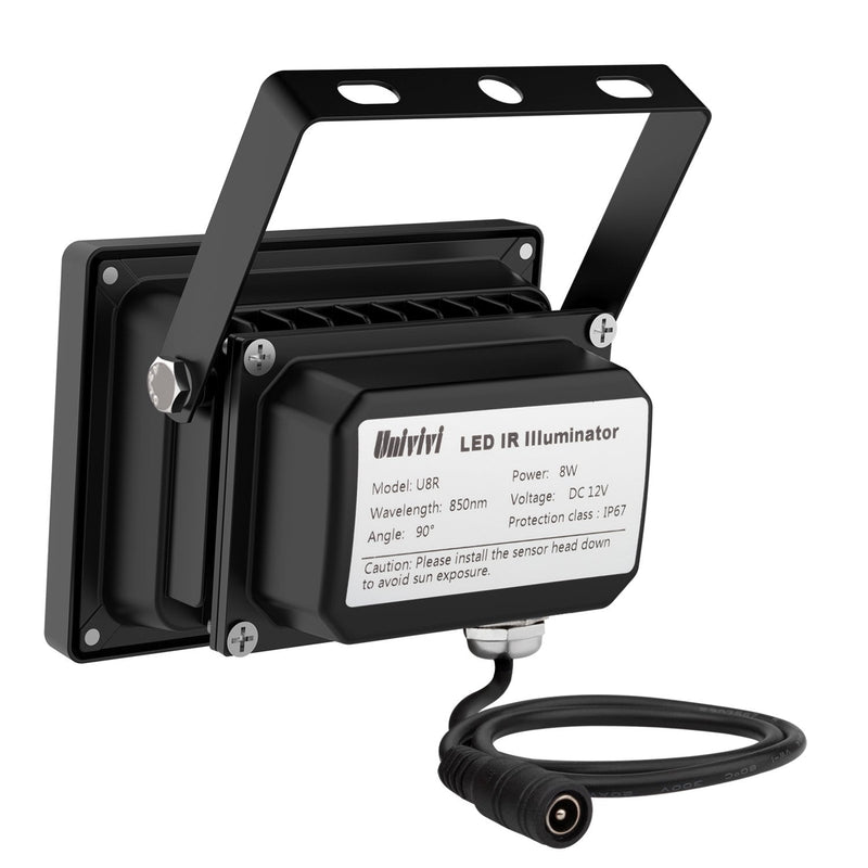 Univivi IR Illuminator 90 Degree Wide Angle 8-LEDs IR Infrared Light for Security Cameras 8 Watt