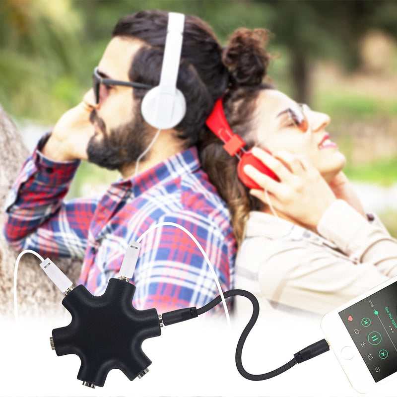3.5mm Headphone Jack Splitter 3.5 Audio 5 Way 6 Port Female Connector Adapter Audio Earbuds Earphones Plug with 3.5mm Stereo Cable â€¦