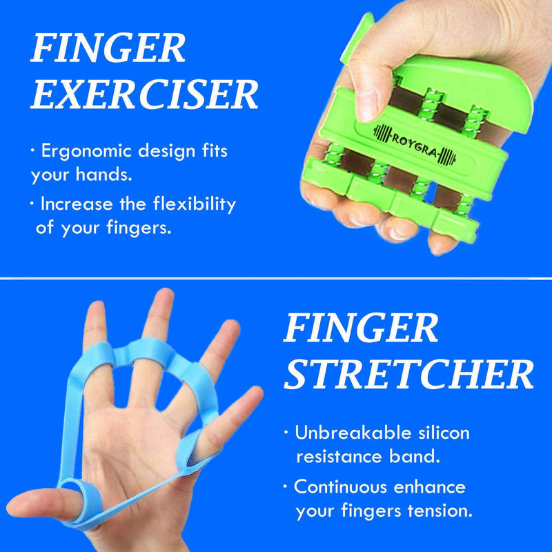 roygra Grip Strength Trainer, Forearm Workout, Hand & Finger Exerciser - 5 Pack