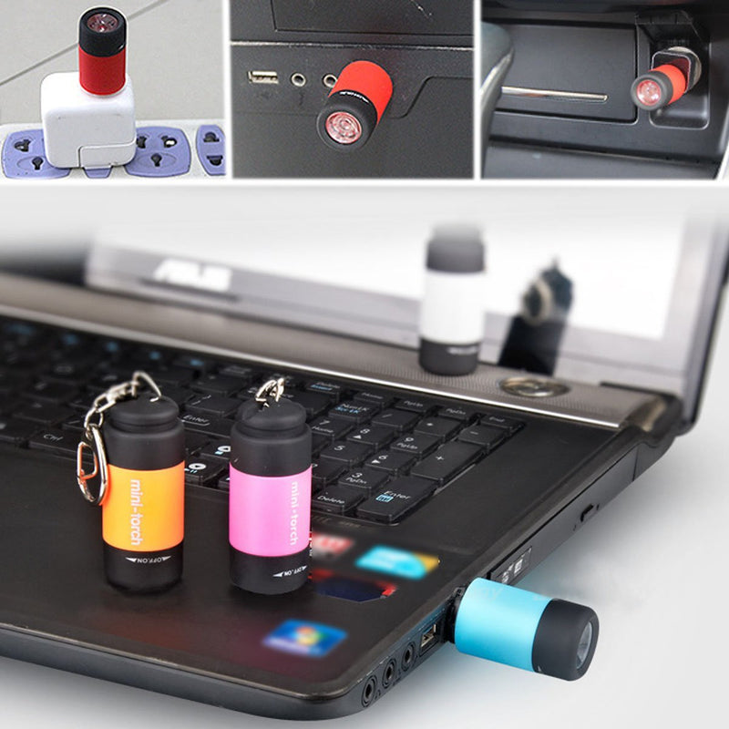 UCEC 8 Pack Mini USB Torch Rechargeable Colorful LED Flashlight High-Powered Keychain Lamp(Multicolor)