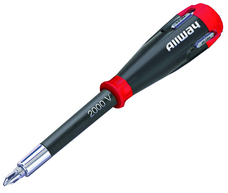 ALLWAY 5-in-1 Shockproof Screwdriver with 4 Bits 1 Pack