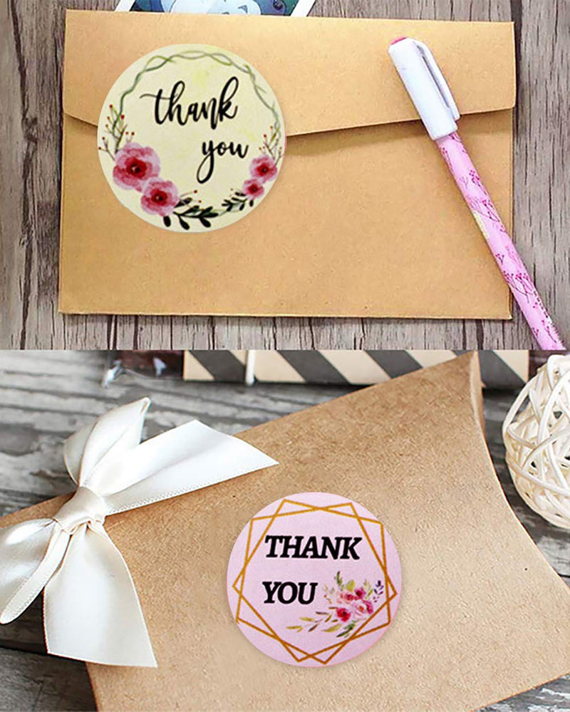 1000pcs Thank You Stickers 1'' Round Adhesive Labels ,500 Per Roll ,Decorative Sealing Stickers for Christmas Gifts, Wedding, Party (A-33 8 Different Design)