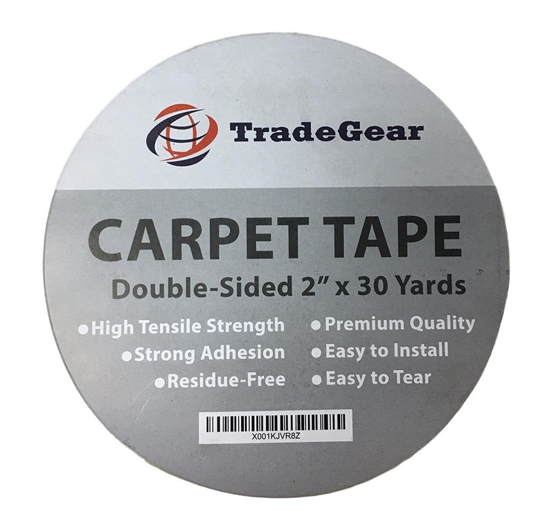 TradeGear Double Sided Carpet Tape - 2” x 30 Yards High Tensile Strength Rug Tape, Strong Adhesion, Durable, Residue Free, Easy to Install & Peel Off