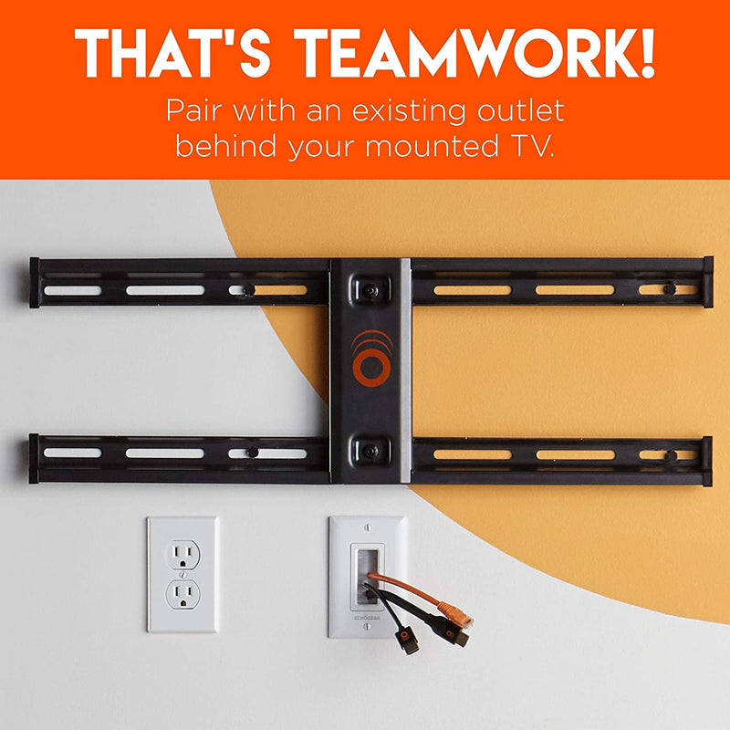 ECHOGEAR Wall Brush Plate for Hiding Up to 8 Low Voltage Cables - Sturdy Brushes with Cable Catching Design - Ideal Cable Pass Through for Wall Mounted TVs 1 White