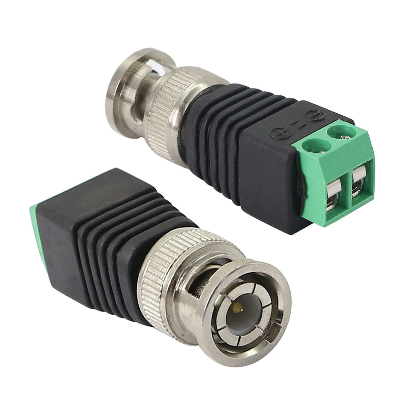 PNGKNYOCN BNC Male Connector BNC to 2 Screw Terminal No Solderless Adapter for Transmit CAT5 Coaxial Cable to CCTV Surveillance Camera(5-Pack)