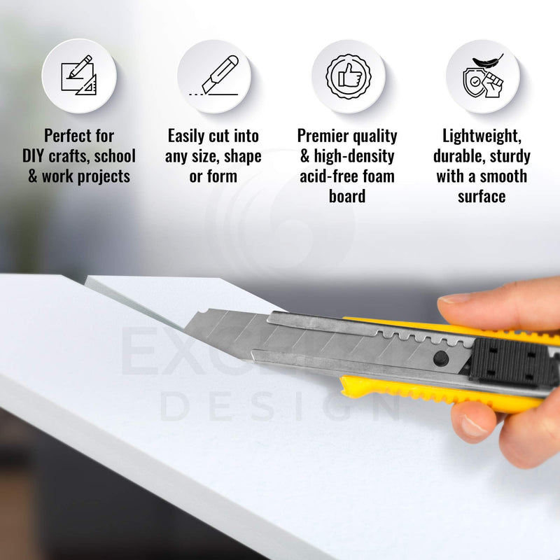 Excelsis Design, Pack of 15, Foam Boards (Acid-Free), 11.7x16.5 Inches (Many Sizes Available), 1/8 Inch Thick Mat, White with White Core (Foam Core Backing Boards, Double-Sided Sheets)