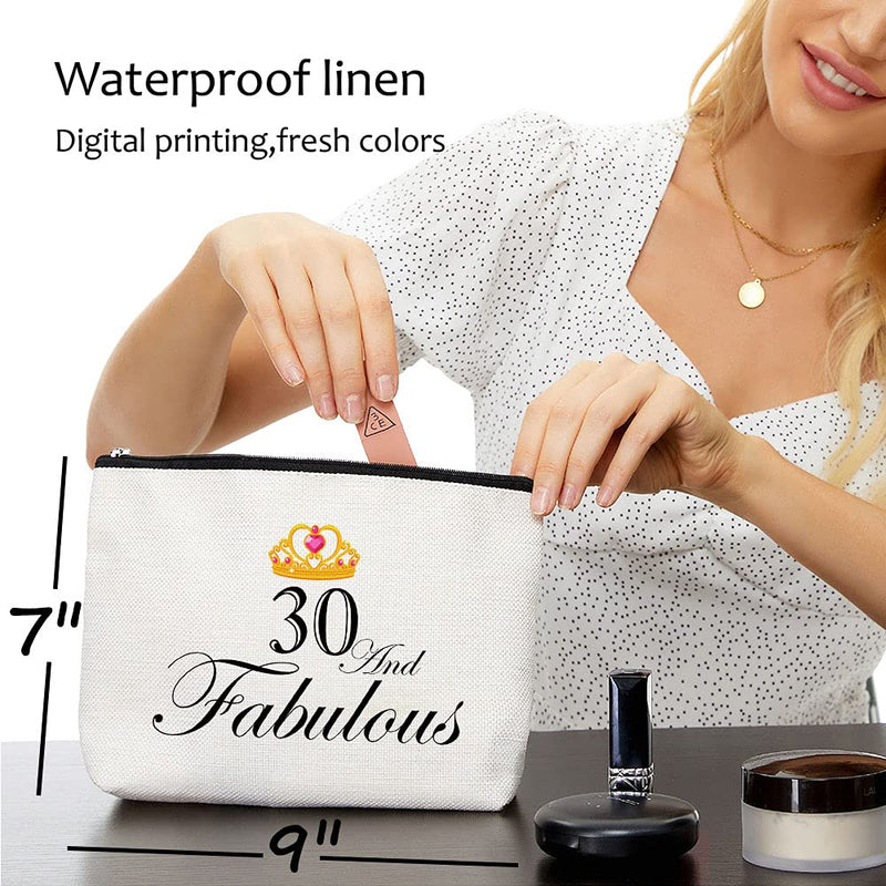 Fun 30th Birthday Gifts for Women-30 and Fabulous-Makeup Travel Case, Makeup Bag Gifts