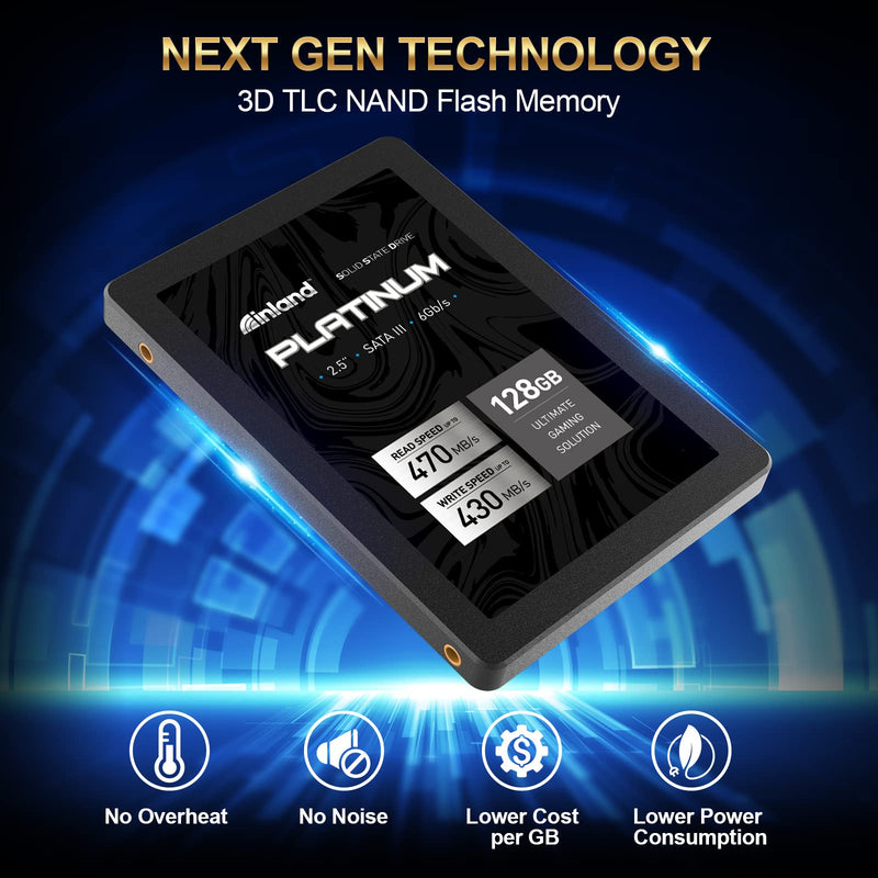 INLAND Platinum 128GB SSD SATA III 6Gb/s 2.5" 7mm TLC 3D NAND Internal Solid State Drive (128GB) Platinum-128GB