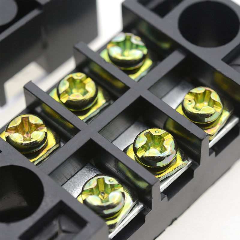 Luomorgo TB-1503 3 Position Double Row Screw Terminal Strip and 600V 15A Double Rows Covered Barrier Screw 10pcs