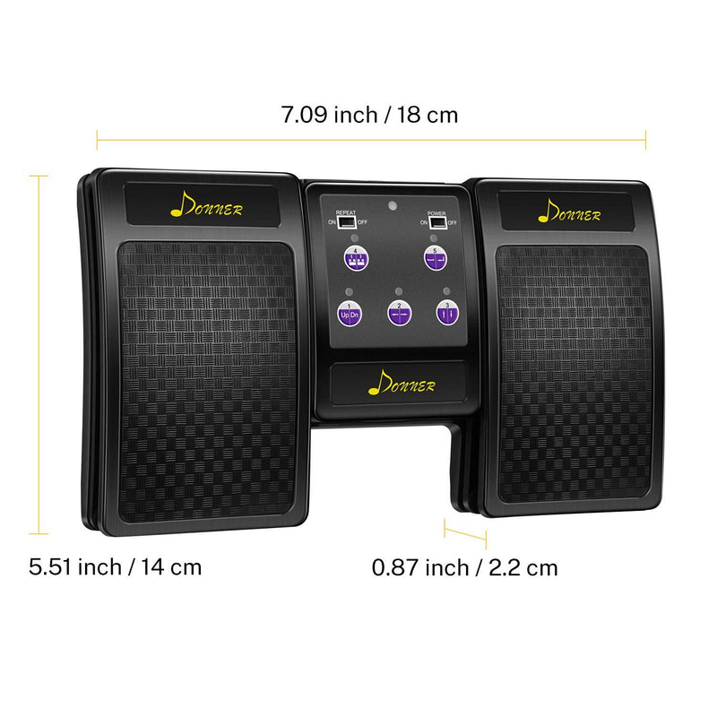 Donner Wireless Page Turner Pedal for Tablets Phone Foot Pedal Rechargeable,Black Black