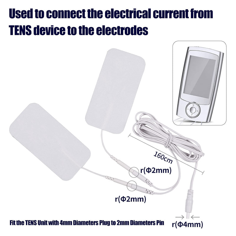 LiteTour 4pcs TENS Wires Pin Electrode Wires for TENS Unit Electrode Cable Lead Wires TENS Cable Wires