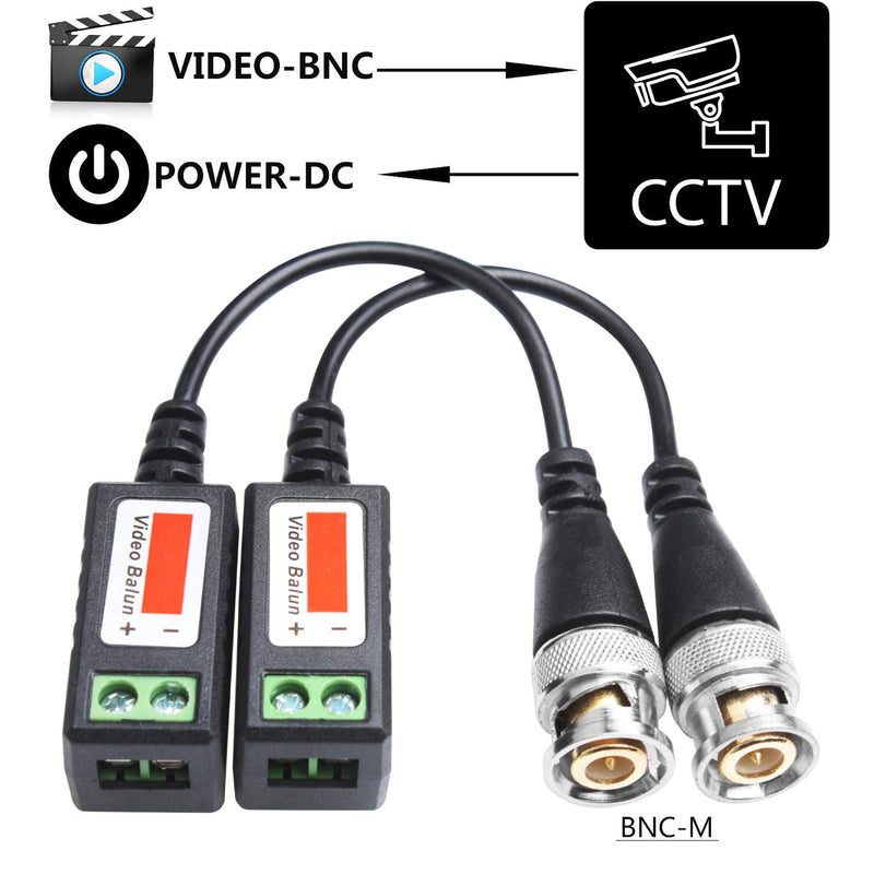 Video Balun Connectors 8 Pairs Cat5 HD Mini CCTV BNC Passive Video Balun Transceiver Cable for BNC Male Cable via CAT5/5E/6 Twisted Pair Transmitter CCTV Security Camera System