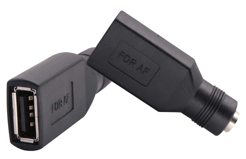 AAOTOKK USB 2.0 A Female to DC 5.5x2.1mm DC Connector Charge Barrel Jack Power Adapter USB 5V Connector, (Max 2.5 Ampere Power Adapter) for DC or USB Charging Device (2Pack-USB A) USB A