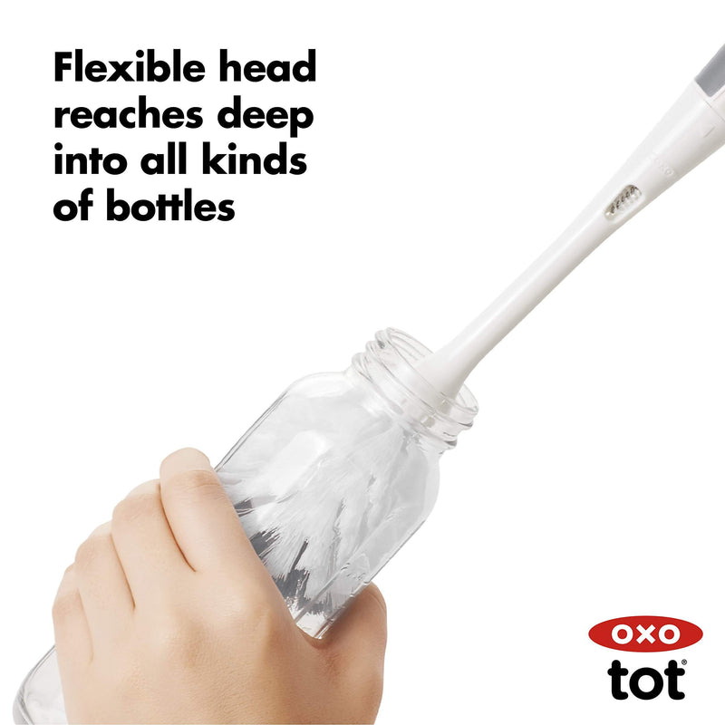 OXO Tot Bottle Brush with Nipple Cleaner and Stand, Gray