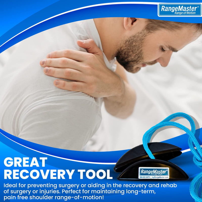 RangeMaster BlueRanger Shoulder Pulley with Patient Guide │ Aids Recovery and Rehabilitation │ Helps Enhance Pain Free Range of Motion │ Adjustable, Metal Bracket Door Attachment Blue