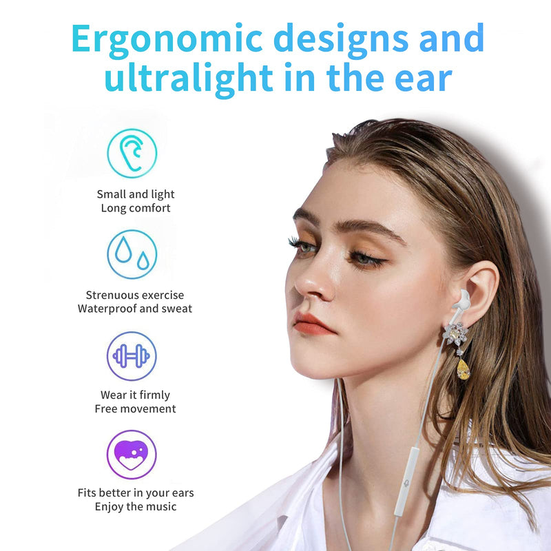 Wired Earbuds 4 Pack, Earbuds Earphones with Microphone, Earbuds Wired Stereo in-Ear Headphones Bass Earbuds, Compatible with iPhone and Android Smartphones, iPad MP3, Fits All 3.5mm Interface Devices White
