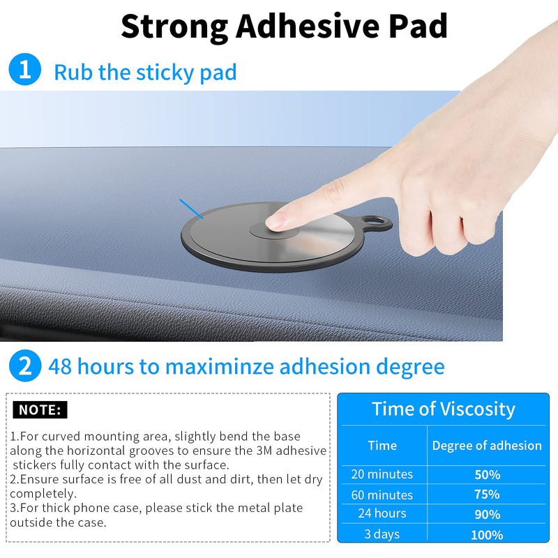 Sticky Adhesive Mounting 3M Pad for Dashboard & Suction Cup Car Phone Holder, GPS Suction Mount, Oqtiq Replacement Heat Resistant Stickers for Car, Truck, Van, 95mm Diameter, 2 Pcs