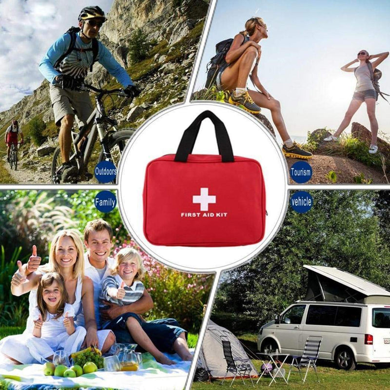 Red First Aid Kit Bag Empty, Empty Travel First Aid Bag Storage Compact Survival Medicine Bag for Home Office Car Businesses Camping Kitchen Sport Outdoors Red With Handles