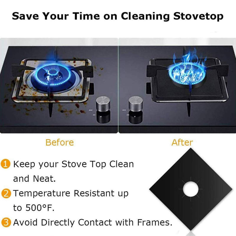 Stove Burner Covers, MSDADA 8 Pcs 10.6" x 10.6" Gas Stove Protectors with 2 Pcs 21” Stove Gap Covers, 0.2 mm Double Thickness, Reusable, Non-Stick, Easy to Clean Black