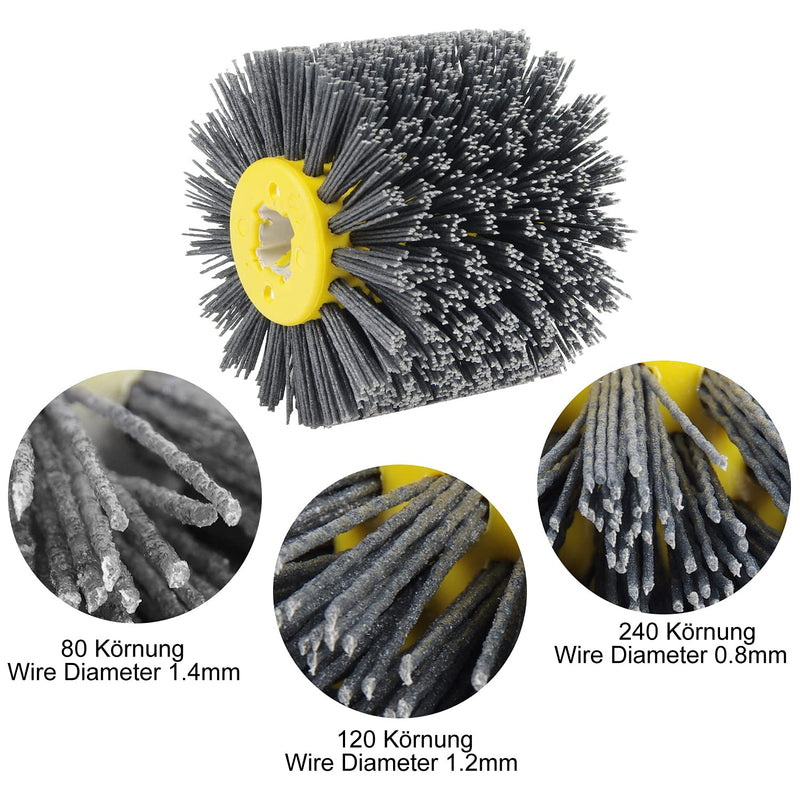 EXLECO nylon brush #80 grit wire drawing wheel brush polishing brush for satin finishing machine black sanding brush bristle brush grit brush