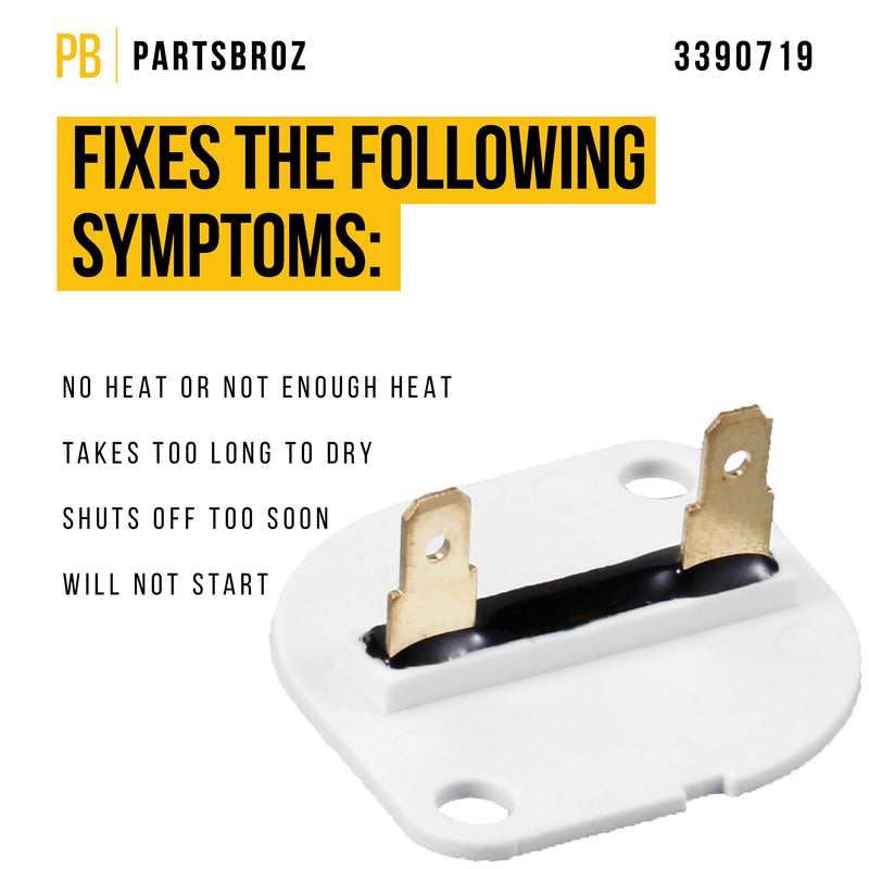 3390719 Thermal Fuse by PartsBroz - Compatible with Whirlpool Dryers - Replaces WP3390719, AP6008309, 688841, 690198, 279650, 3389639