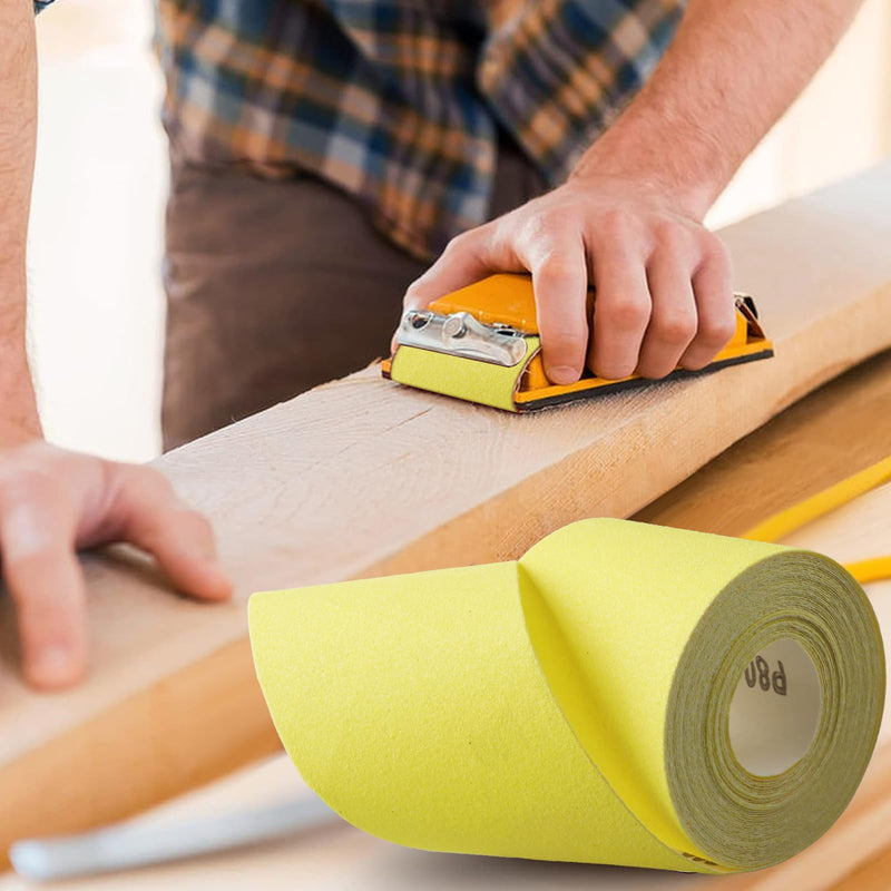 Shineboc sandpaper roll yellow, 93 mm x 10 m sandpaper quartz sand dry sandpaper for hand sanders for wood, metal, steel, stainless steel - 10 m/grit 240 10 meters grit 240