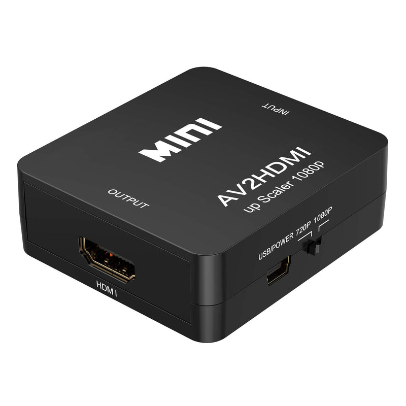 RCA to HDMI,AV to HDMI Converter,ABLEWE 1080P Mini RCA Composite CVBS Video Audio Converter Adapter Supporting PAL/NTSC for TV/PC/ PS3/ STB/Xbox VHS/VCR/Blue-Ray DVD Players Black