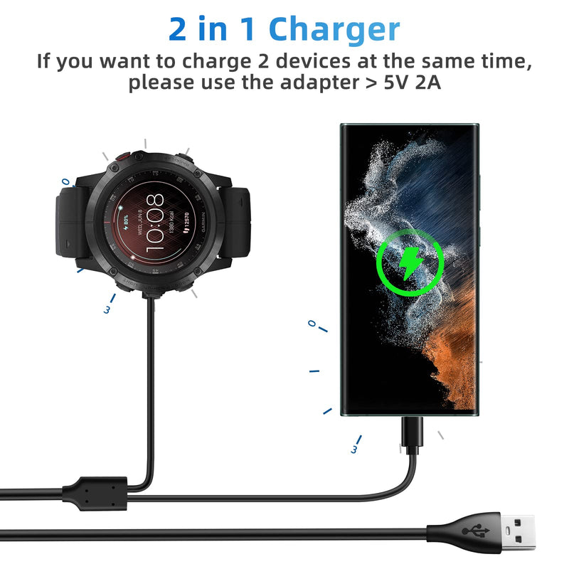 Charger for Garmin Forerunner 55 255 245 745 955 945 935 45 45S, Approach S10 S12 S40 S42 S60, Fenix 7 7S 7X, Vivoactive 3 4 4S, Instinct 2, Venu 2 2S Plus Charging Cable