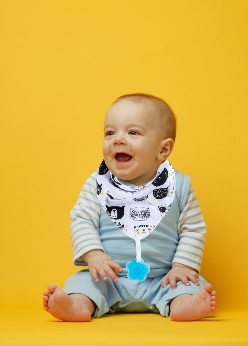 Baby Bandana Drool Bibs 6-Pack and Teething Toys 6-Pack Made with 100% Organic Cotton, Absorbent and Soft Unisex (Vuminbox) (6-Pack Unisex) Blue