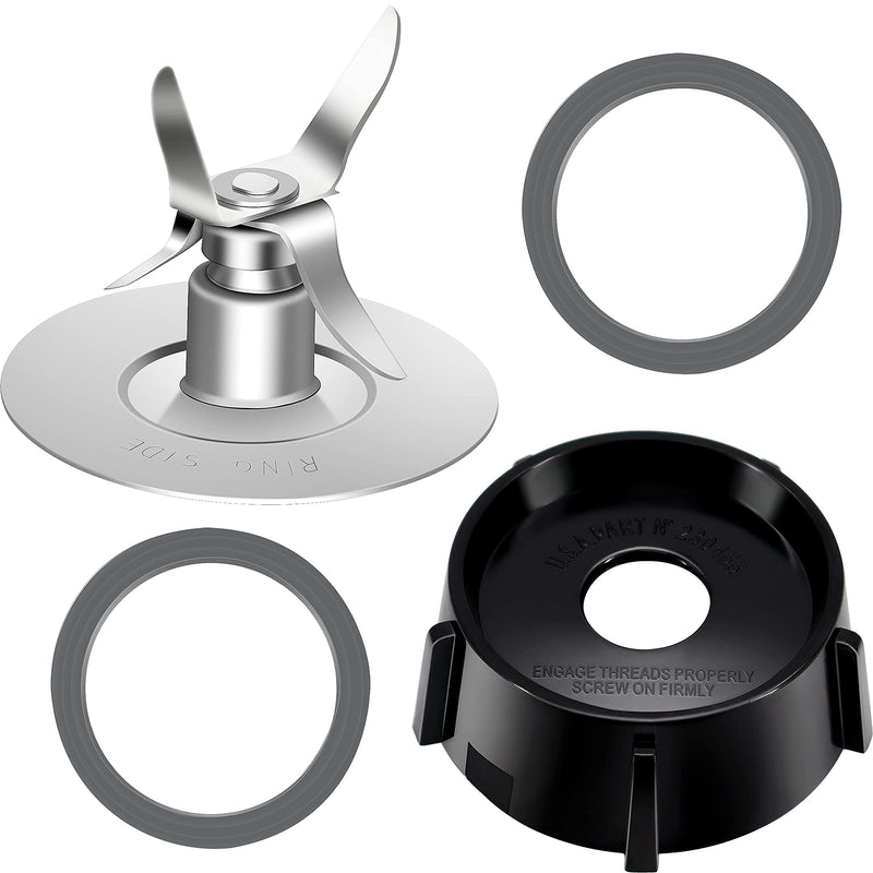 490261 Replacement Parts Compatible with Oster Osterizer Blenders by Wadoy 4961 Blender 4-Point Blade with 4902 Bottom Cap and Rubber Gasket, Blender Accessory Refresh Kit