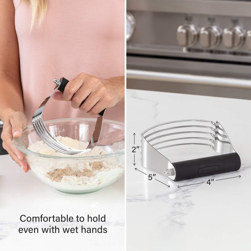 Spring Chef Dough Blender, Top Professional Pastry Cutter with Heavy Duty Stainless Steel Blades, Large Size