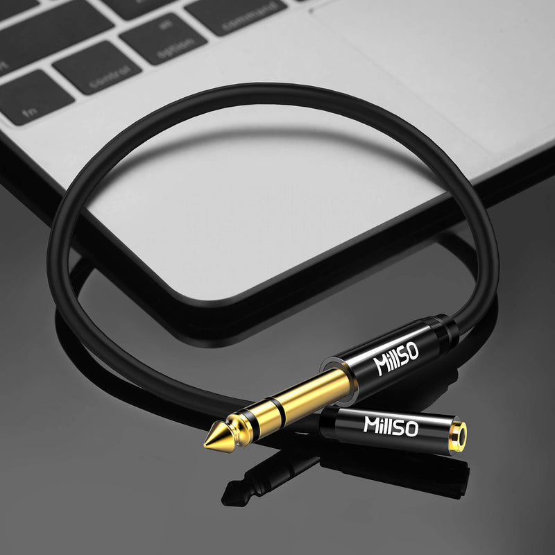 MillSO 1/4 to 3.5mm Headphone Adapter TRS 6.35mm 1/4 Male to 3.5mm 1/8 Female Stereo Jack Audio Adapter for Amplifiers, Guitar, Keyboard Piano, Home Theater, Mixing Console, Headphones - 12inch/30CM
