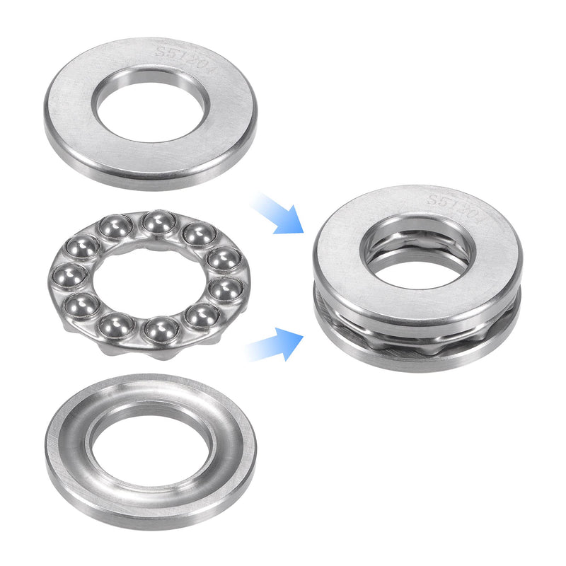 uxcell S51204 Thrust Ball Bearing 20mm Bore 40mm OD 14mm Thick Stainless Steel with Washers 20x40x14mm