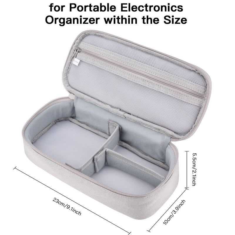 Charger Organizer Case, Travel Accessories Pouch Bag for Cable & Cords, External Hard Drive, Portable Power Bank (Light Grey) Large Light Gray-L