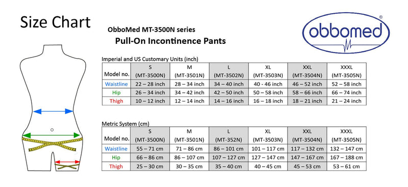 ObboMed MT-3503G/MT-3503N “New Larger Leg Circumference” Reusable Washable Underwear Waterproof Pull-On Incontinent Under Pants, for Patients, Elders , Adult Men and Women – White (XL: 40-46 inches) X-Large (Pack of 1)