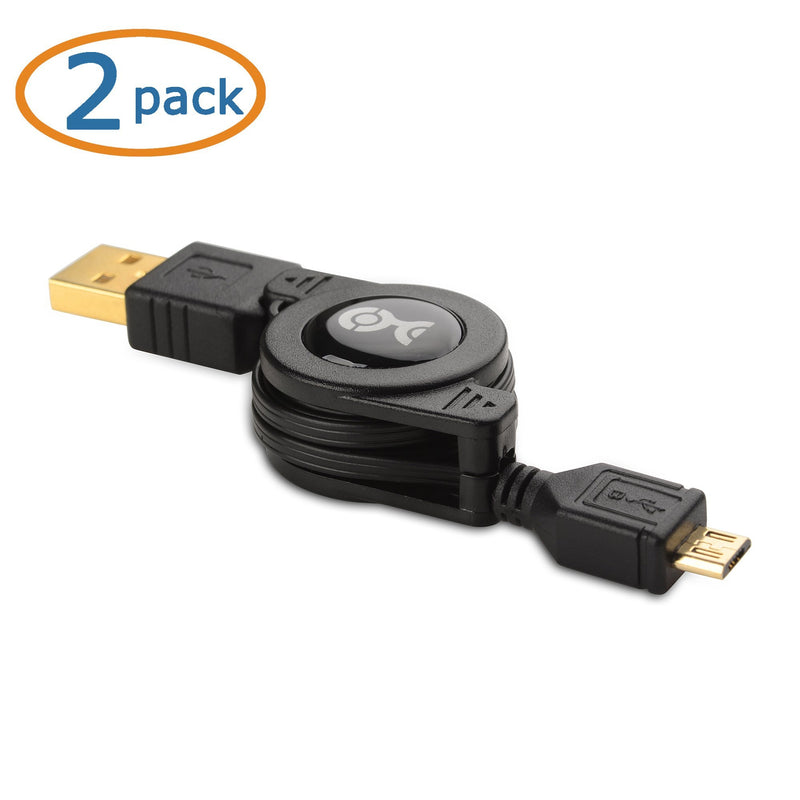 Cable Matters 2-Pack Retractable Micro USB Cable - 2.5 Feet