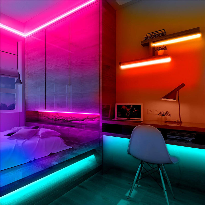 DAYBETTER Led Lights 30ft, Led Strip Lights with Remote and Power Supply Flexible, RGB Color Changing Led Lights for Bedroom Kitchen Home Party M
