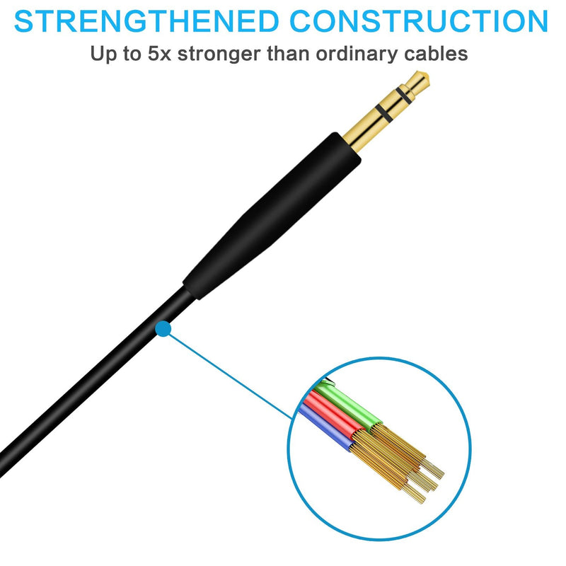 Replacement QC35 II Headphone Replacement Cord Cable Compatible Bose QuietComfort 35 (Series II),Bose On-Ear 2/OE2/OE2i/QC25/QC35/Soundlink/SoundTrue Wireless Headphones (Black) Black