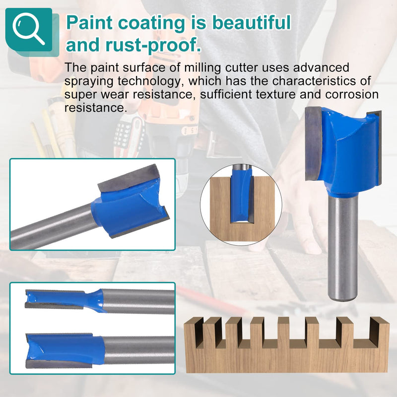 6 pieces shaft floor cleaning cleaning cutter set, cutter for router 8 mm shank, surface end mill for wood, woodworking (10 mm, 15 mm, 20 mm, 22 mm, 25 mm, 30 mm) 1