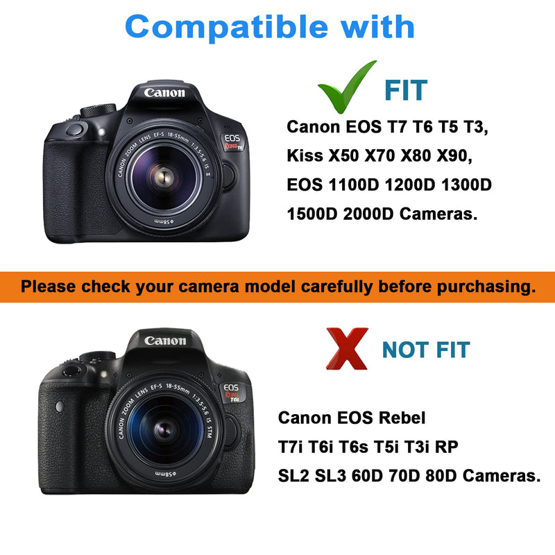 TKDY ACK-E10 EOS Rebel T7 USB Continuous Power Supply LP-E10 Dummy Battery DR-E10 DC Coupler Kit for Canon EOS T6 T5 T3, Kiss X50 X70 X80 X90, EOS 1100D 1200D 1300D 1500D 2000D Digital Camera.